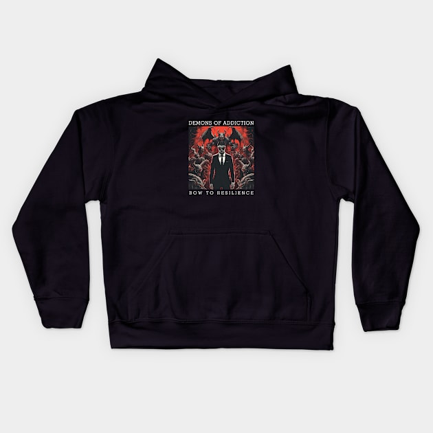 Demons Of Addiction, Bow To Resilience Kids Hoodie by SOS@ddicted